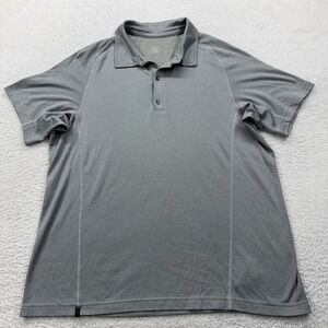 QOR Mens Polartec Wool Blend Polo Shirt Heather Grey Short Sleeve Large L